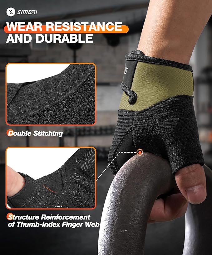 SIMARI Breathable Workout Gloves for Men & Women, Weight Lifting Gloves with Padded, Grip, Full Palm Protection, Gift for Gym Exercise, Cycling, Weightlifting Training, Fitness, Black, Pink, Size