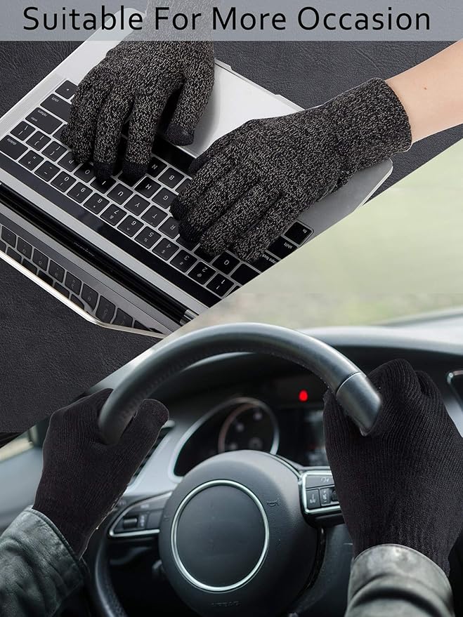 SATINIOR 4 Pairs Winter Knit Touchscreen Gloves Warm Texting Gloves Elastic Anti-slip for Adults