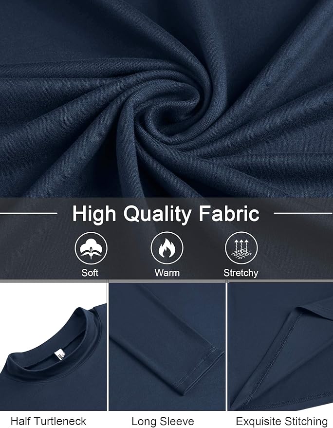 COOFANDY Mens Mock Turtleneck T-Shirts Long Sleeve Solid Color Tees Shirts Basic Casual Slim Fit Pullover T Shirts