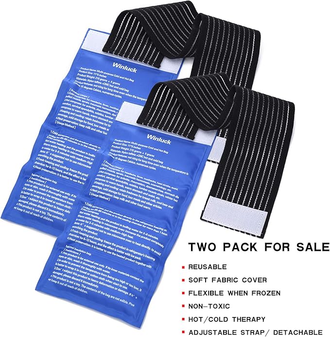 Gel Ice Cold Packs - (2-Piece Set) Soft Reusable Cold/Hot Compress, Provides Alleviate Joint and Muscle Pain. Flexible Therapy from Injuries - Shoulder, Back, Knee, Neck, Ankle & More.