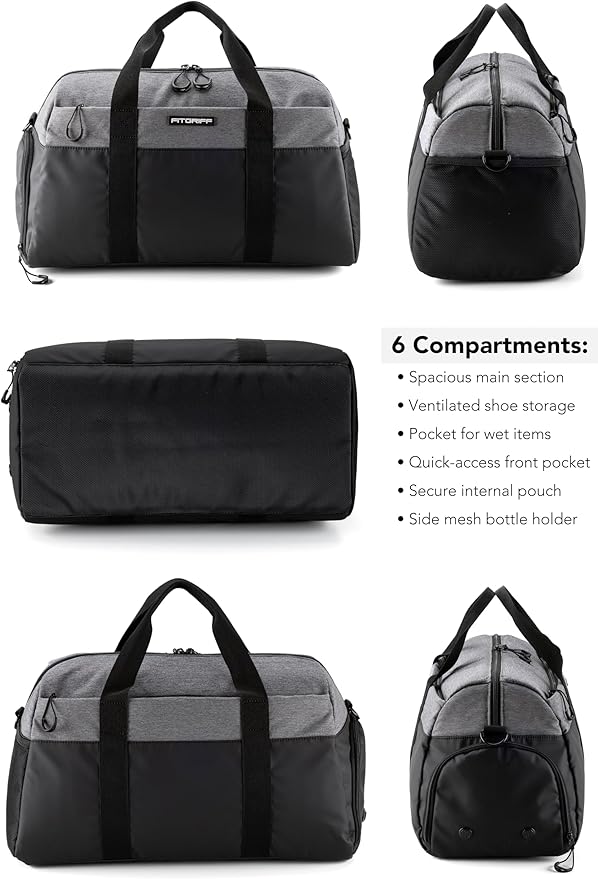 Fitgriff® Gym Bag V2 for Men and Women with Shoe & Wet Compartment - Duffle Bag for Travel, Sports, Fitness and Workout