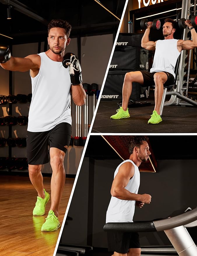 KEFITEVD Men's Workout Tank Tops Sleeveless Quick Dry UPF 80+ Summer Sun Shirts for Running Swim Gym Beach