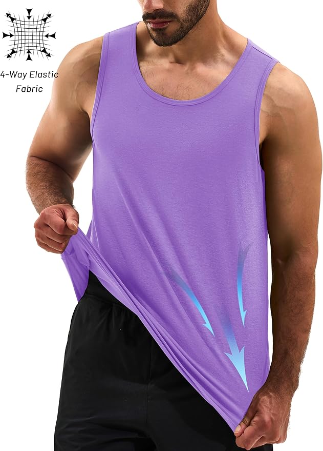 Cotrasen Men's Tank Top UPF 50+ Sleeveless Shirt Cotton Moisture Wicking Casual Gym Workout Shirts Cooling Muscle Tee Shirt