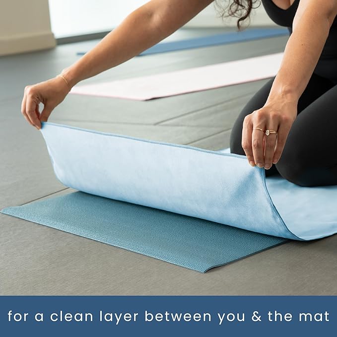 S&T INC. Yoga Mat Towel, Quick Dry Towel, Soft and Absorbent for Gym, Pilates, and Hot Yoga Mat, 1 Pack, 26.5 inches x 72 inches, Microfiber, Blue