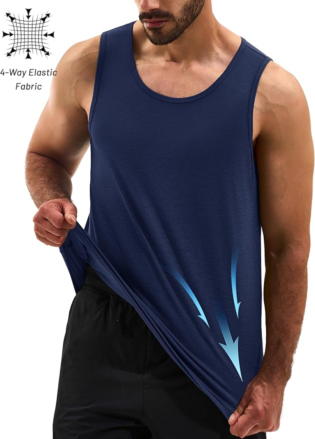 Cotrasen Men's Tank Top UPF 50+ Sleeveless Shirt Cotton Moisture Wicking Casual Gym Workout Shirts Cooling Muscle Tee Shirt