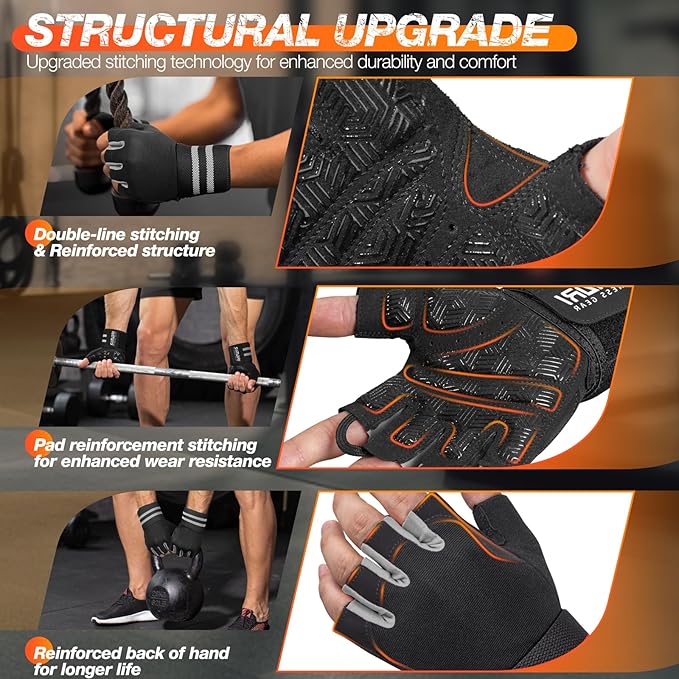 SIMARI Breathable Workout Gloves for Men & Women, Weight Lifting Gloves with Padded, Grip, Full Palm Protection, Gift for Gym Exercise, Cycling, Weightlifting Training, Fitness, Black, Pink, Size