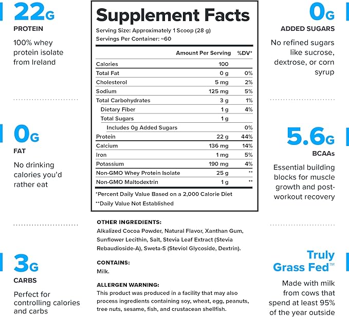 LEGION Whey+ Protein Whey Isolate from Grass Fed Cows - Whey Protein Isolate Powder Low Calorie, Non-GMO, Sugar Free, Lactose and Gluten Free, All Natural Protein Powder for Men & Women (60 Servings)