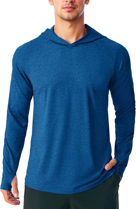 MAGCOMSEN Men's Hooded UPF 50+ Sun Protection T Shirts Long Sleeve Athletic Fishing Shirts Rash Guards
