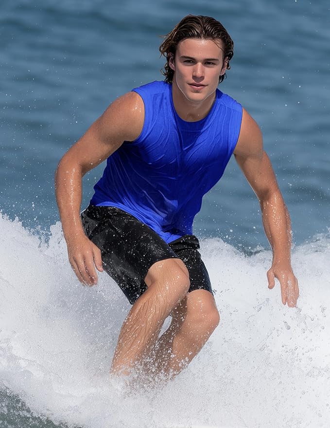 MIER Men's Workout Tank Tops UPF 50+ Swim Shirts Quick Dry Running Sleeveless UV Protection Muscle Tees