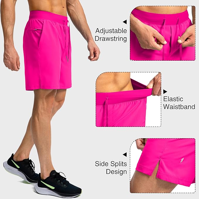 Men's Running Shorts with Zipper Pockets 9 Inch/ 7 Inch / 5 Inch Lightweight Quick Dry Gym Workout Athletic Shorts for Men