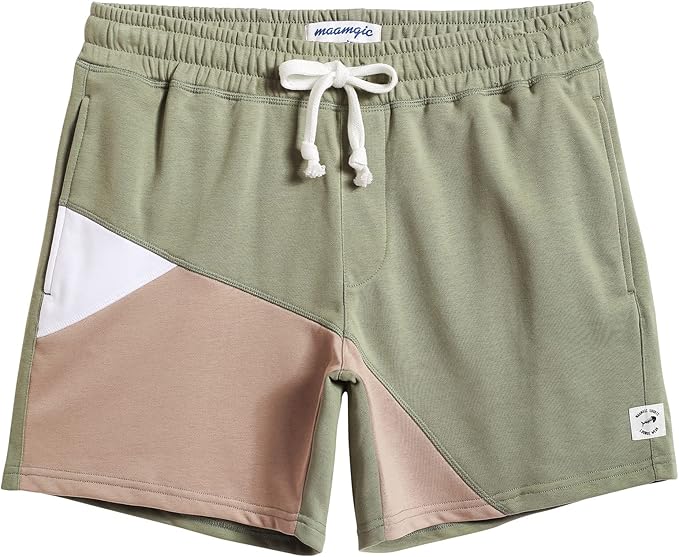 maamgic Mens Athletic Gym Shorts 5.5" Elastic Waist Casual Pajama Pocket Jogger Men Workout Short Pants