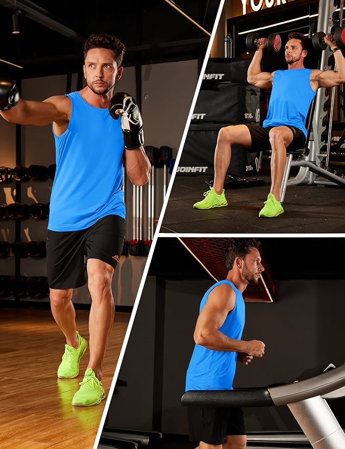 KEFITEVD Men's Workout Tank Tops Sleeveless Quick Dry UPF 80+ Summer Sun Shirts for Running Swim Gym Beach