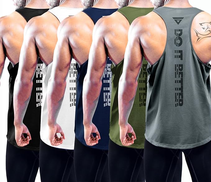 Boyzn Men's 1, 3 or 5 Pack Y-Back Workout Tank Tops, Athletic Muscle Gym Tank Tops, Fitness Bodybuilding Sleeveless T-Shirts