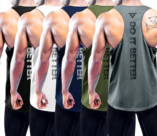 Boyzn Men's 1, 3 or 5 Pack Y-Back Workout Tank Tops, Athletic Muscle Gym Tank Tops, Fitness Bodybuilding Sleeveless T-Shirts
