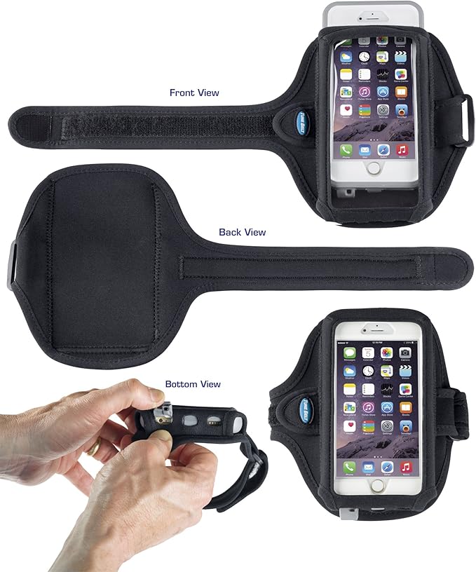 Tune Belt AB92 Cell Phone Armband for Running - Fits iPhone 16/15/14/13 Pro Max, Plus, Samsung Galaxy Ultra/Plus/Note and Large Phones with Protective Cases, Sweat-Resistant Exercise Holder (Black)
