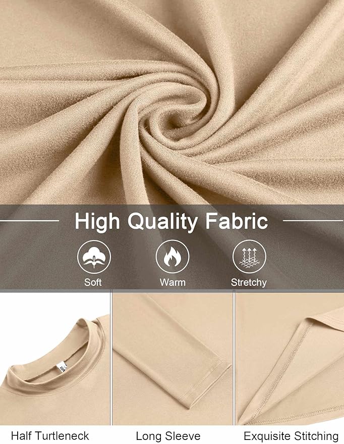 COOFANDY Mens Mock Turtleneck T-Shirts Long Sleeve Solid Color Tees Shirts Basic Casual Slim Fit Pullover T Shirts