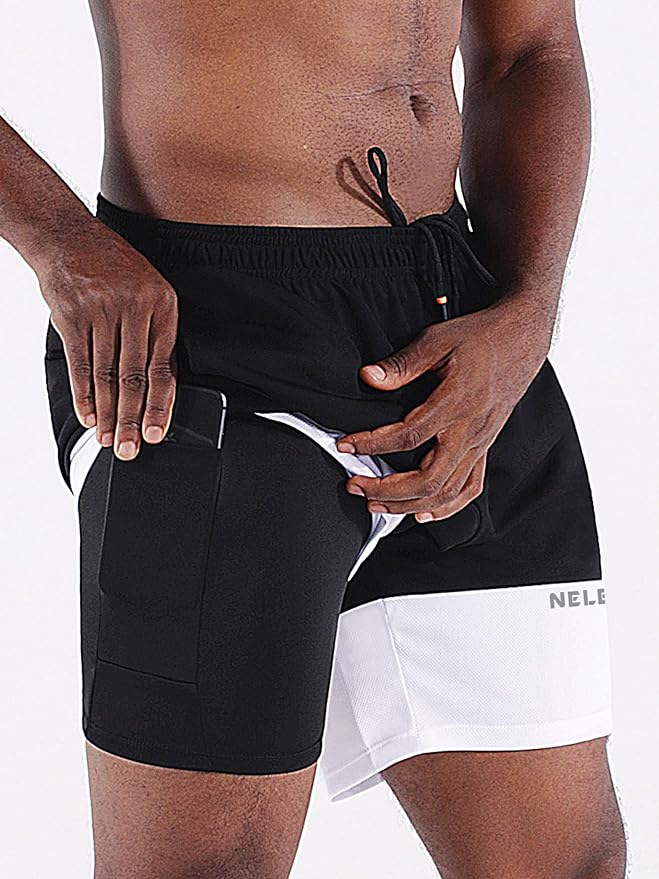 NELEUS Men's 2 in 1 Running Shorts with Liner,Dry Fit Workout Shorts with Pockets
