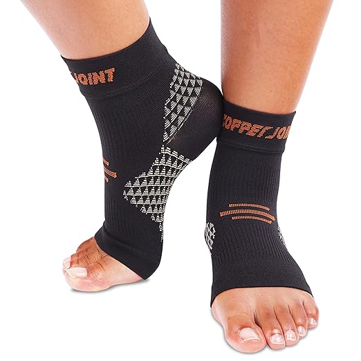 CopperJoint Foot Sleeve - Elastic Ankle Compression Socks for Women & Men, Foot Braces, Copper Ankle Brace Women Wrap, Copper Infused Compression Support for Running, Sports - Medium