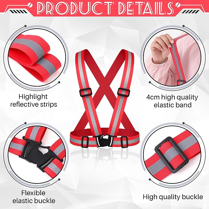 Hercicy Reflective Running Vest Reflective Running Shirt with Safety Straps High Visibility Construction Vest for Night Cycling Hiking Jogging Dog Walking