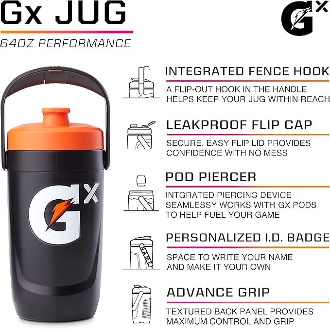 Gatorade Gx Performance Jug, Vented Bottle, 64oz