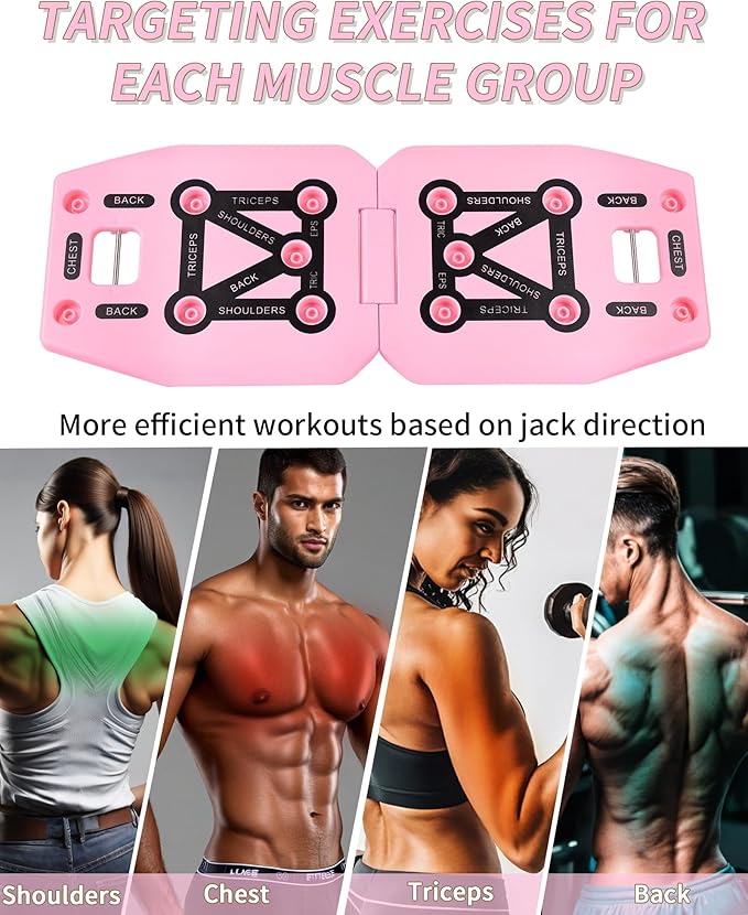 Home Gym Exercise Equipment - Portable Workout System 17 Fitness Accessories 9 in1 Push Up Board Set, Resistance Bands with Pilates Bar Strength Training Abs Shoulders