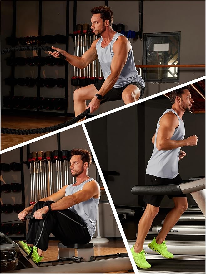 TACVASEN Men's Workout Tank Tops Sleeveless UPF 50+ Summer Sun Shirts Quick Dry for Running Swim Gym Beach