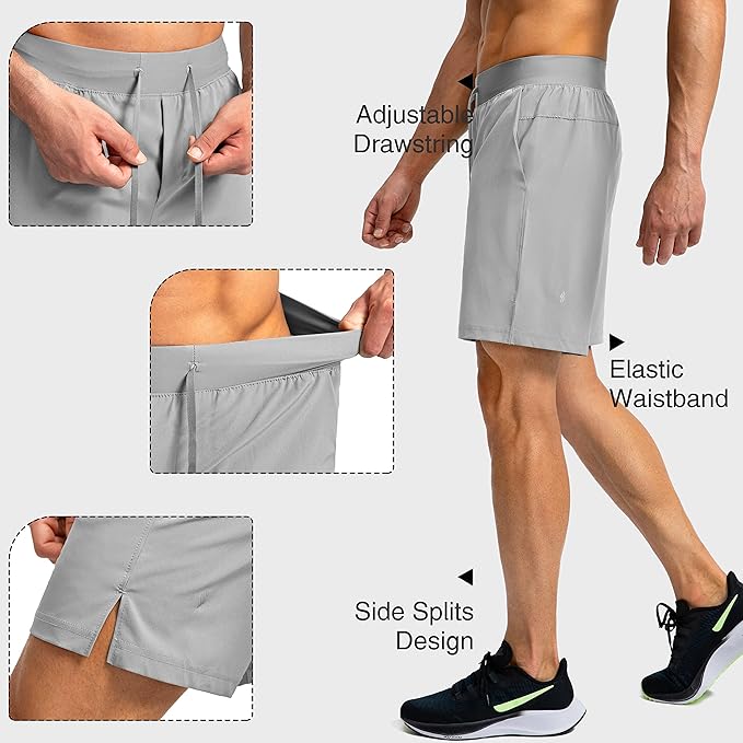 Men's Running Shorts with Zipper Pockets 9 Inch/ 7 Inch / 5 Inch Lightweight Quick Dry Gym Workout Athletic Shorts for Men