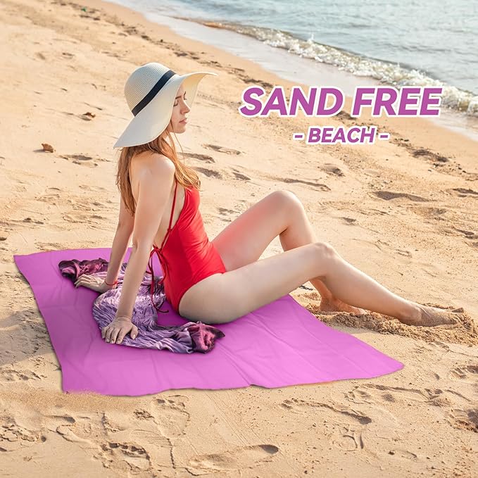 Microfiber Beach Towel-Perfect for Travel, Sports, Camping, Swimming, Yoga, Gym- Quick Dry, Sand Free, Compact, Lightweight, Absorbent (Purple,Small(101x50cm, 40x20”))