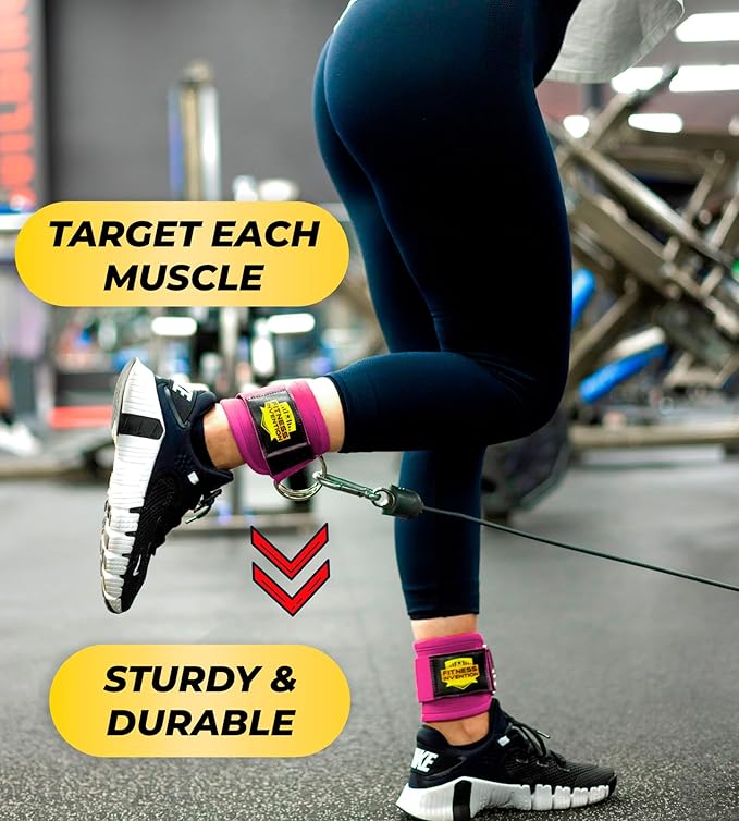 Ankle Straps for Cable Machines (Pair) – Adjustable Padded Ankle Cuffs for Glute & Leg Workouts – Kickbacks, Leg Extensions, Hip Abductors & Lower Body Exercises