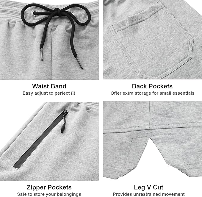 PIDOGYM Men's 5" Gym Workout Shorts,Fitted Jogging Short Pants for Bodybuilding Running Training with Zipper Pockets