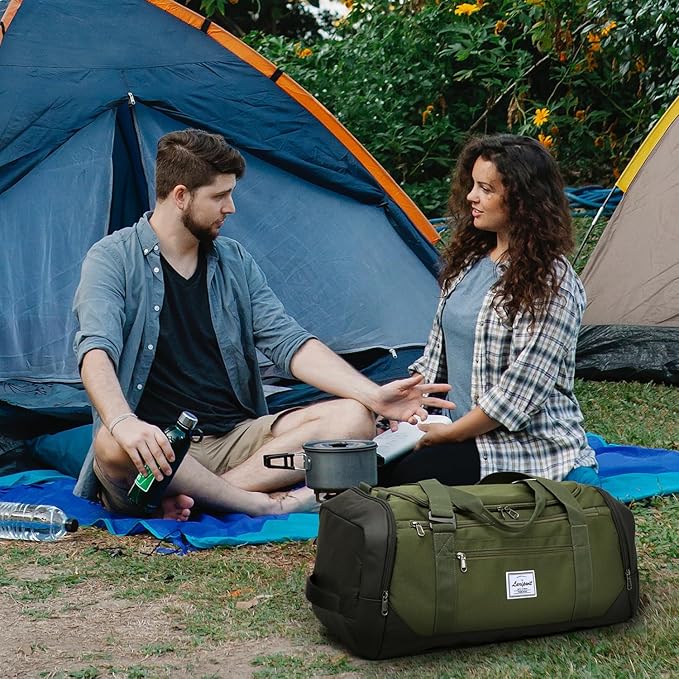 Laripwit Gym Bags for Men, 40L Medium Sports Travel Duffel Bag with Shoe Compartment & Wet Pocket Lightweight Gym Duffle Bag Backpack Multipurpose Weekender Overnight Backpack for Women, Green