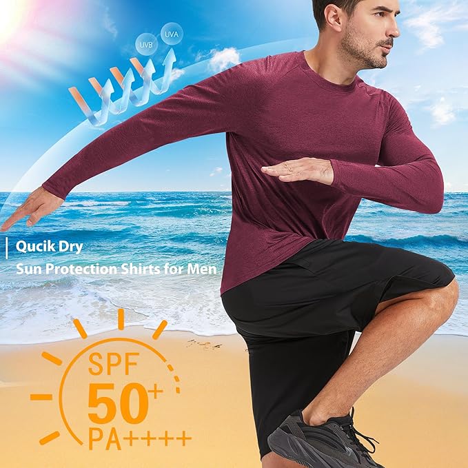 MLYENX 7 Pack Long Sleeve Shirts for Men UPF 50+ UV Sun Protection Quick Dry Moisture Wicking Workout Tee Shirts