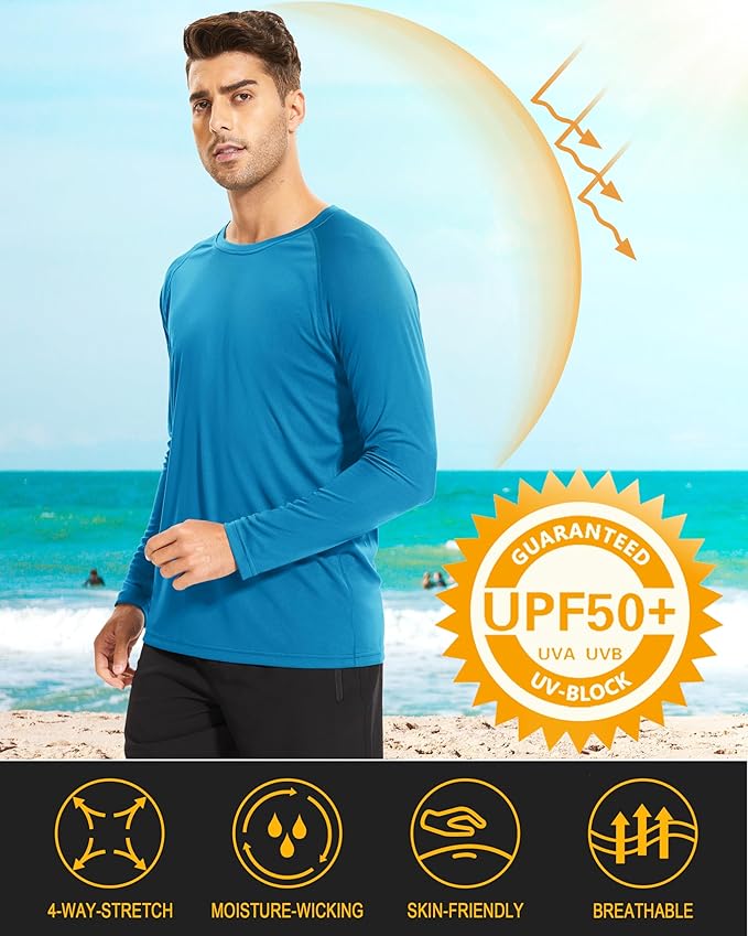 MAGCOMSEN Men's Long Sleeve Shirts UPF 50+ UV Sun Protection Athletic Shirts for Hiking Running Workout Rash Guard