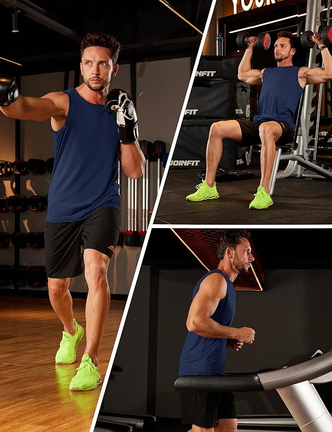 KEFITEVD Men's Workout Tank Tops Sleeveless Quick Dry UPF 80+ Summer Sun Shirts for Running Swim Gym Beach