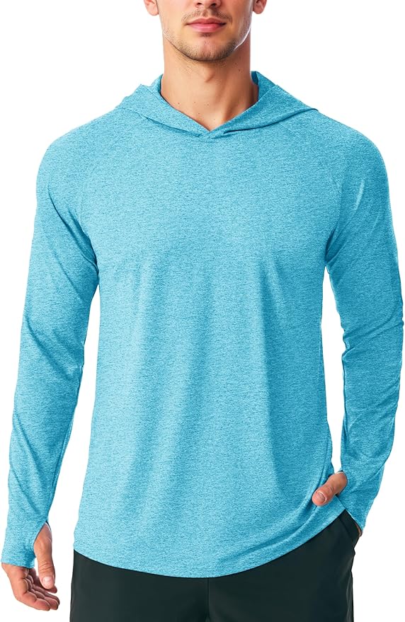 MAGCOMSEN Men's Hooded UPF 50+ Sun Protection T Shirts Long Sleeve Athletic Fishing Shirts Rash Guards