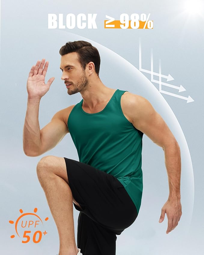 MAGCOMSEN Men's UPF 50+ Tank Top Quick Dry Summer Workout Muscle Sleeveless Shirts for Swim Beach Bodybuilding