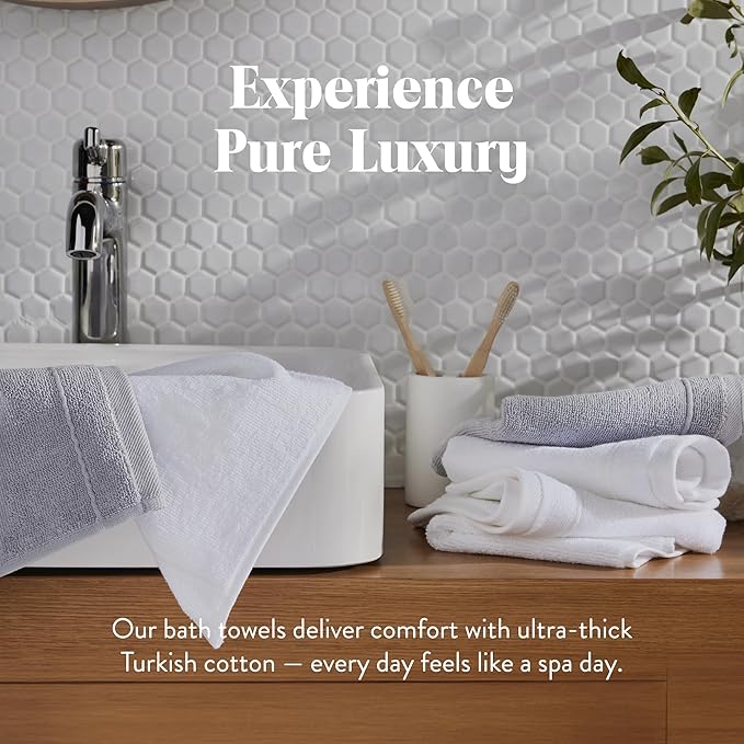 Brooklinen Super-Plush Turkish Cotton Bath Sheets Set of 2 Cotton, 820 GSM, Highly Absorbent, Machine Washable, Perfect for Home & Bathroom (40" x 65", White)