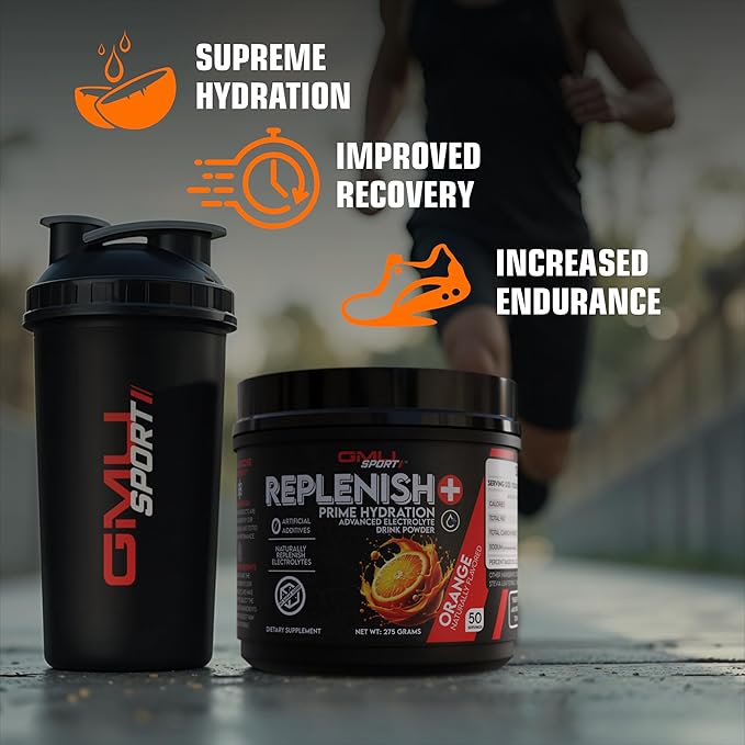 GMU SPORT Replenish+ Electrolyte Hydration Powder – Lemon Lime | 500mg Sodium | 50 Servings | Zero Sugar & Zero Calories