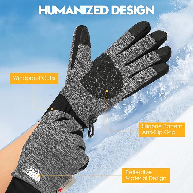Bruvoalon Winter Gloves for Women & Men, 3M Thermal Insulation, Lycra Fabric, Windproof, Touchscreen, Anti-Slip, Cold Weather