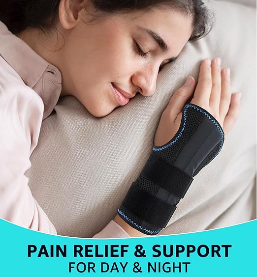 HiRui Wrist Brace for Carpal Tunnel Arthritis, Wrist Support with Splints Compression Hand Support for Tendonitis Sprain, Fits Day&Night Sleep Support, Adjustable (Medium, Left Hand (Pack of 1))
