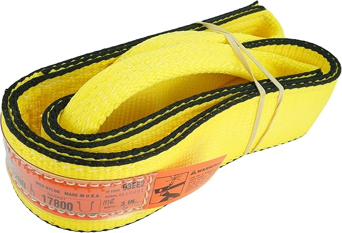 DD Sling (USA Made). 3" x 18', 2 Ply, Nylon Lifting Slings, Master Edge, Eye & Eye, Heavy Duty, 8900 lbs Vertical, 7200 Choker, 17800 Basket Load Capacity (3" x 18')
