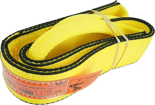DD Sling (USA Made). 3" x 18', 2 Ply, Nylon Lifting Slings, Master Edge, Eye & Eye, Heavy Duty, 8900 lbs Vertical, 7200 Choker, 17800 Basket Load Capacity (3" x 18')
