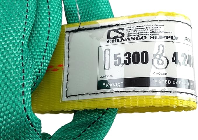 USA Made VR2 X 4' Green Slings 4'-30' Lengths in Listing, Double PLY Cover Endless Round Poly Lifting Slings, 5,300 lbs Vertical, 4,240 lbs Choker, 10,600 lbs Basket (USA Poly)(4 FT)
