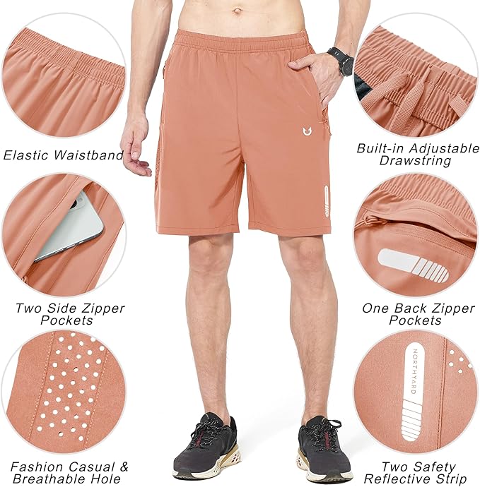 NORTHYARD Men's Athletic Running Shorts Quick Dry Workout Shorts 7"/ 5"/ 9" Lightweight Sports Gym Basketball Tennis Hiking