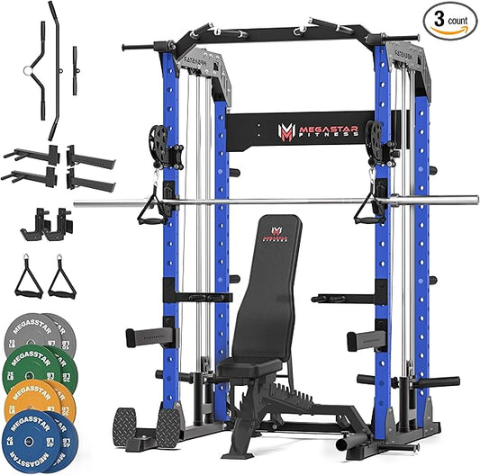 Power Rack for Home Gym – 2000LB Capacity Multifunction Squat Rack with Cable Crossover, Includes 16 Professional attachments for Home Gym Strength Training, P63 Rampage