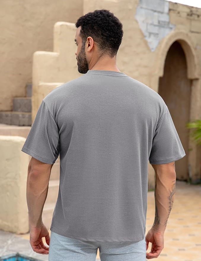 Mens Oversize Short Sleeve T-Shirts Loose Fit Solid Color Lightweight Tee Shirt Athletic Dry Fit Top