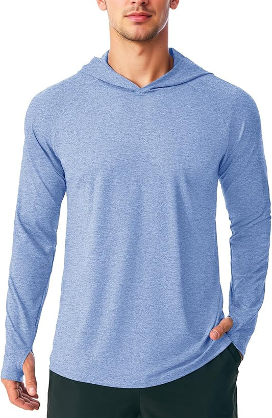 MAGCOMSEN Men's Hooded UPF 50+ Sun Protection T Shirts Long Sleeve Athletic Fishing Shirts Rash Guards