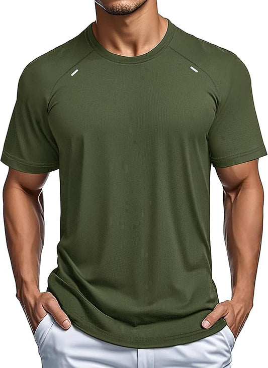 MAGCOMSEN Men's Dry Fit Shirts Mesh Short Sleeve Athletic Lightweight Workout Performance Hiking Shirt