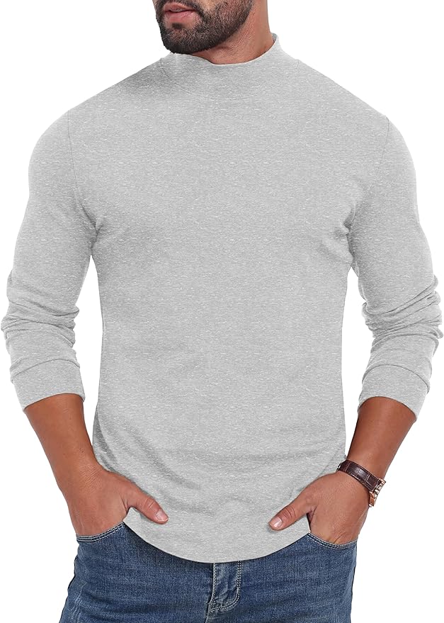 Sailwind Men's Mock Turtleneck Long Sleeve Shirt Cotton Basic Thermal Undershirt Lightweight Pullover