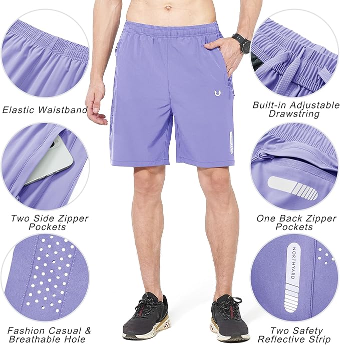 NORTHYARD Men's Athletic Running Shorts Quick Dry Workout Shorts 7"/ 5"/ 9" Lightweight Sports Gym Basketball Tennis Hiking